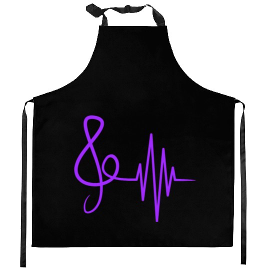 Music Clef Note Violin Treble Sound Pulse ECG Kitchen Aprons