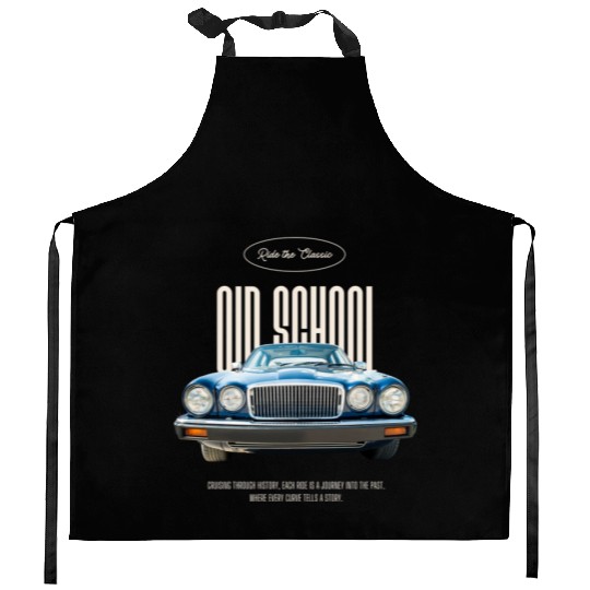 old school muscle car Kitchen Aprons