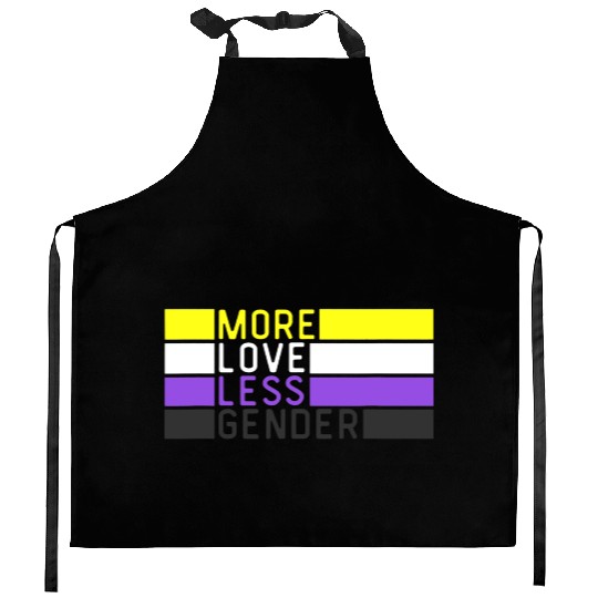 Non Binary Pride NB More Love Less Gender LGBTQ Kitchen Aprons
