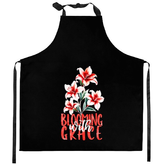 Elegant Red Azalea Watercolor Kitchen Aprons