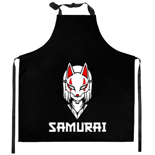 Samurai mask girl Kitchen Aprons