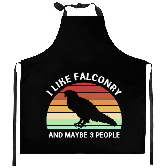 Retro I Like Falconry And Maybe Three People Kitchen Aprons
