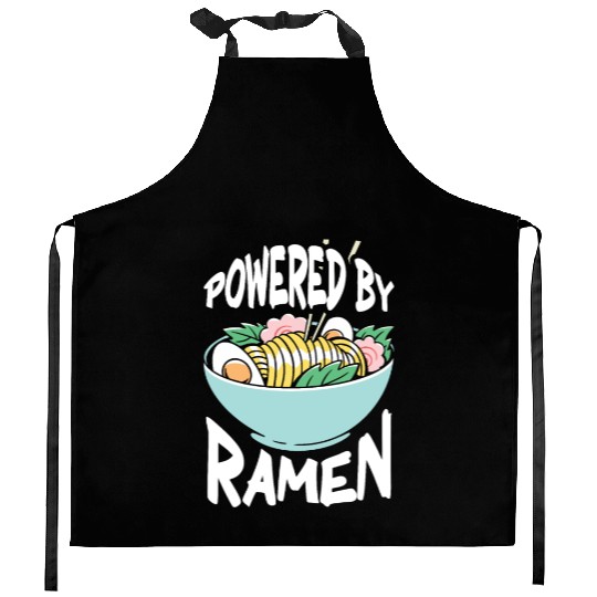 Powered By Ramen Anime Japanese Soup Cup Noodle Kitchen Aprons