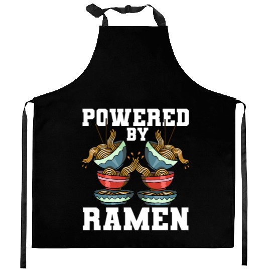 Powered By Ramen Anime Japanese Soup Cup Noodle Kitchen Aprons