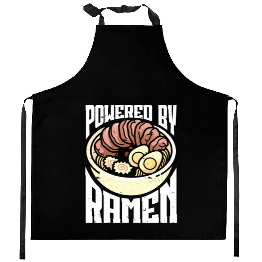 Powered By Ramen Anime Japanese Soup Cup Noodle Kitchen Aprons