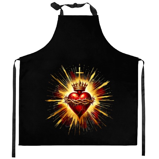 Sacred Heart Jesus Catholic Devotion Kitchen Aprons