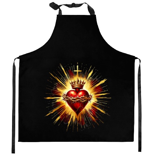 Sacred Heart Jesus Catholic Devotion Kitchen Aprons