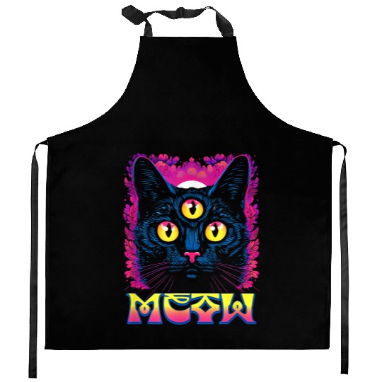 Rainbow Witch Cat Seeing Kitchen Aprons