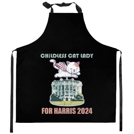 Childless cat lady for Harris 2024 Kitchen Aprons