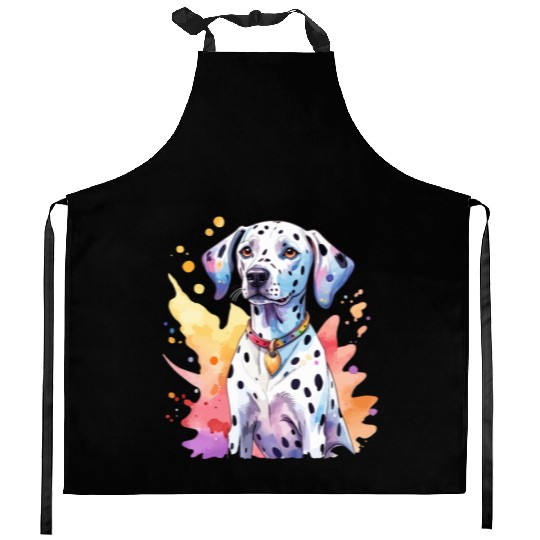 Dalmatian Dog Watercolor Kitchen Aprons