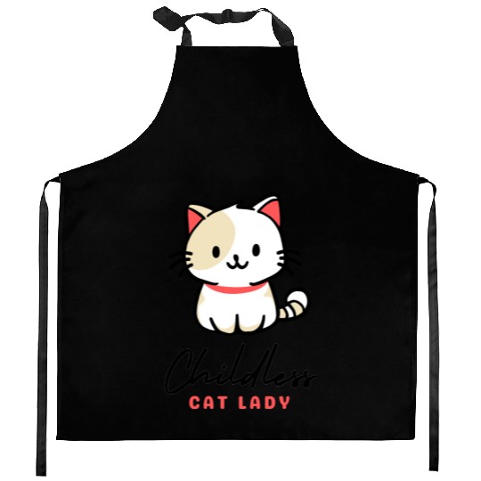 Childless Cat Lady, cat-loving lifestyle Kitchen Aprons