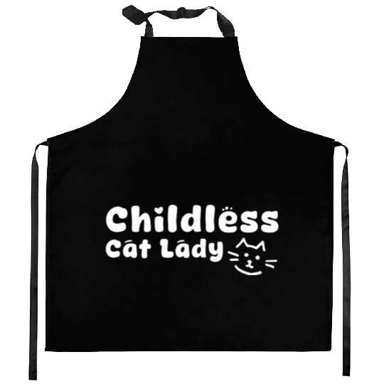 childless cat lady Kitchen Aprons
