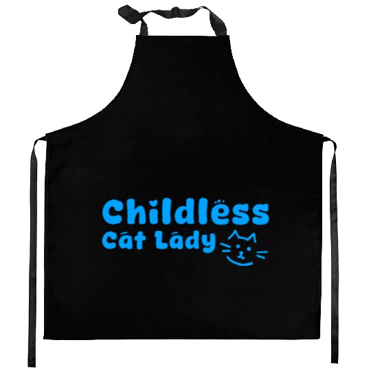 childless cat lady Kitchen Aprons