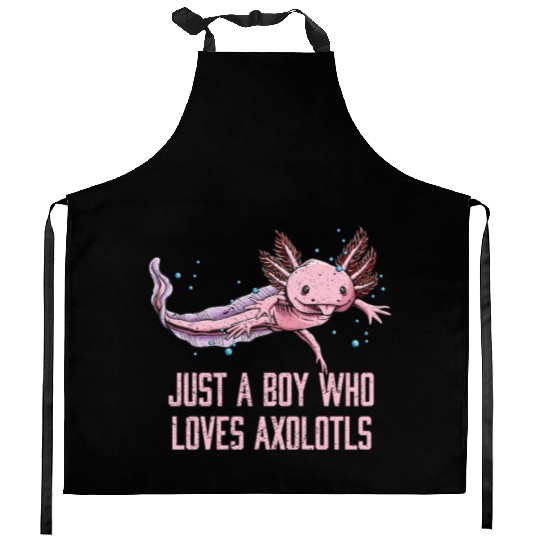 Just a Boy Who Loves Axolotl Salamander Funny Axol Kitchen Aprons