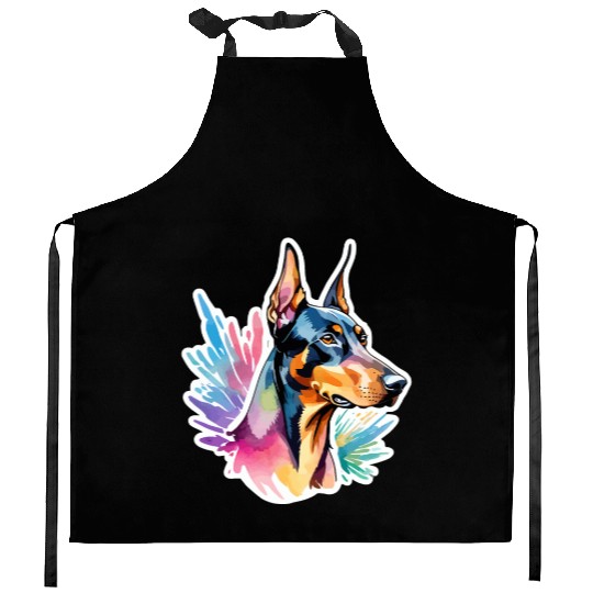 Dobermann Watercolor Kitchen Aprons