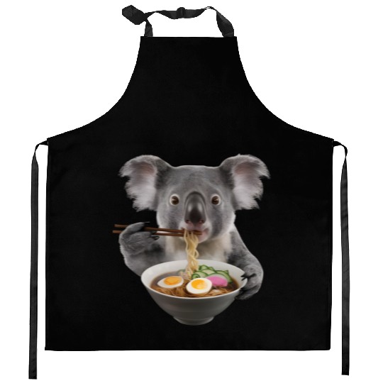 Koala Eating Ramen Realistic Kitchen Aprons