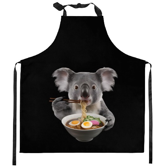 Koala Eating Ramen Realistic Kitchen Aprons