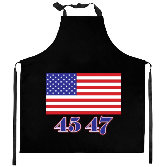 Patriotic American Flag with Bold Numbers Kitchen Aprons
