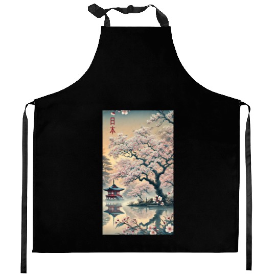 Japan church flowers art design Kitchen Aprons