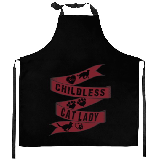Vintage And Retro Funny Childless Cat Lady Kitchen Aprons