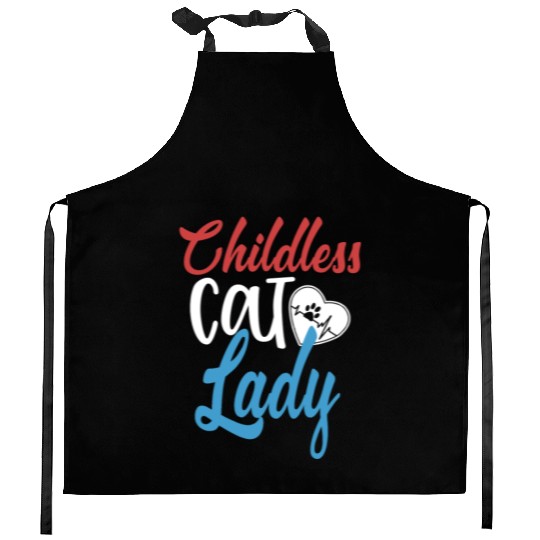 Vintage And Retro Funny Childless Cat Lady Kitchen Aprons