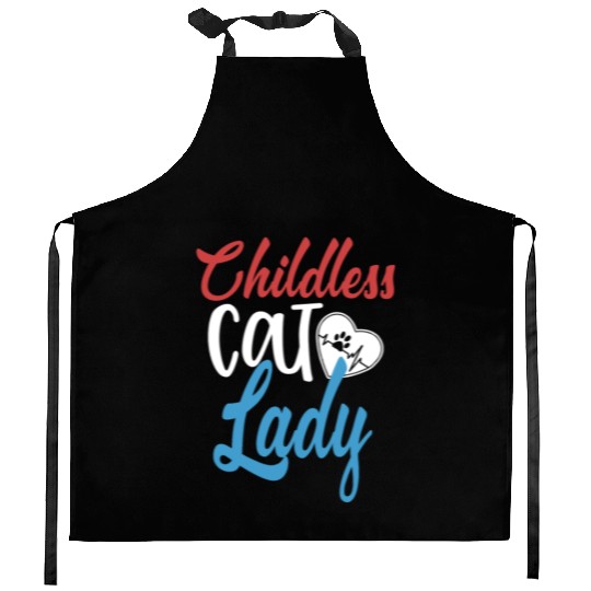 Vintage And Retro Funny Childless Cat Lady Kitchen Aprons