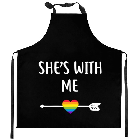 Womens Lesbian Matching Couple Gifts She's With Me Kitchen Aprons