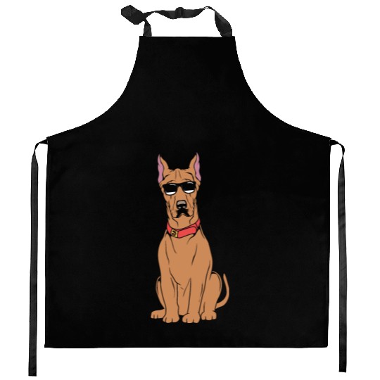 Funny Dog With Glasses Dog Lover Great Dane Kitchen Aprons