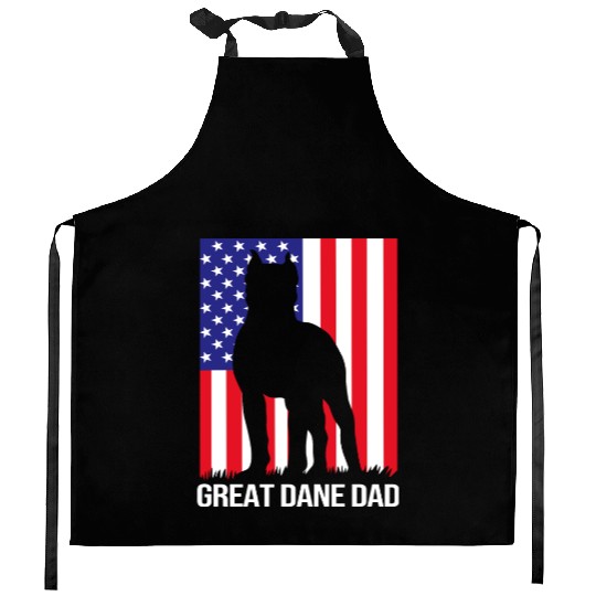 4th Of July US Flag Dog Dad Great Dane Dad Kitchen Aprons