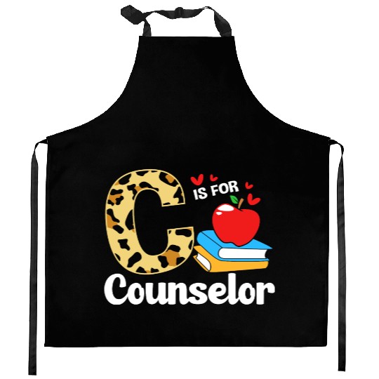Leopard Print Back To School For School Counselor Kitchen Aprons