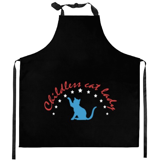 Vintage And Retro Funny Childless Cat Lady Kitchen Aprons
