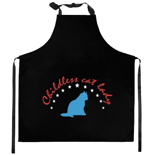 Vintage And Retro Funny Childless Cat Lady Kitchen Aprons
