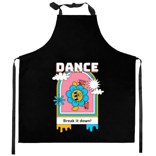 A cartoonStyle psychedelic flower Kitchen Aprons