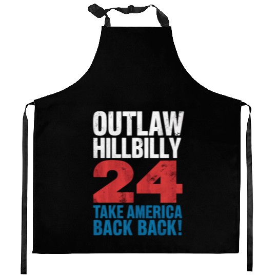 Trump Vance 2024 Outlaw Hillbilly US Flag Vintage Kitchen Aprons