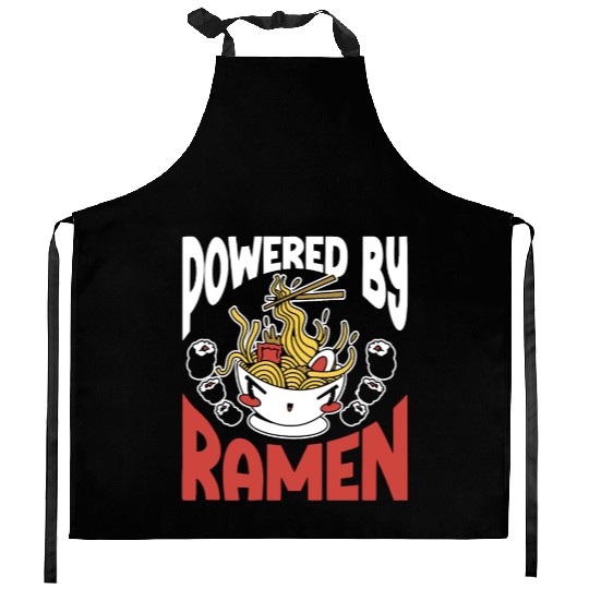 Powered By Ramen Anime Japanese Soup Cup Noodle Kitchen Aprons