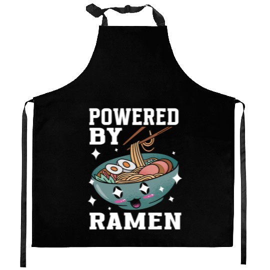 Powered By Ramen Anime Japanese Soup Cup Noodle Kitchen Aprons