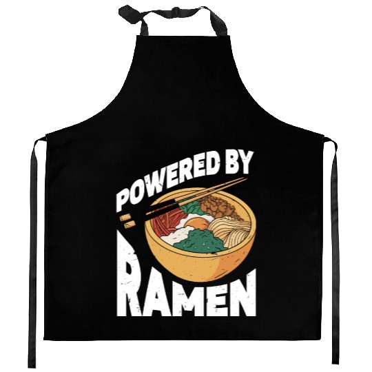 Powered By Ramen Anime Japanese Soup Cup Noodle Kitchen Aprons