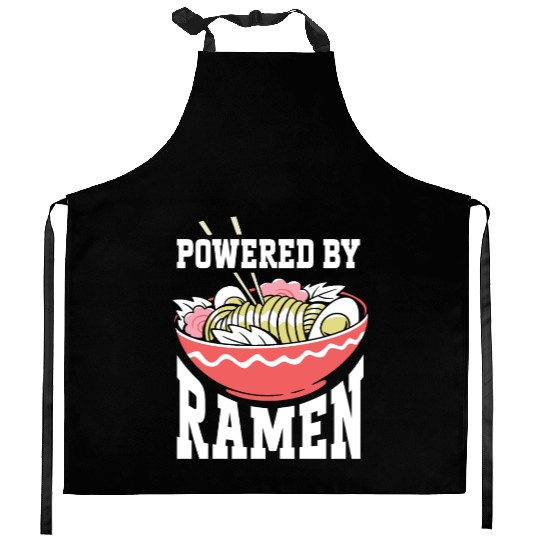 Powered By Ramen Anime Japanese Soup Cup Noodle Kitchen Aprons