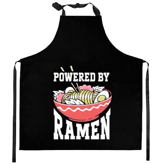 Powered By Ramen Anime Japanese Soup Cup Noodle Kitchen Aprons