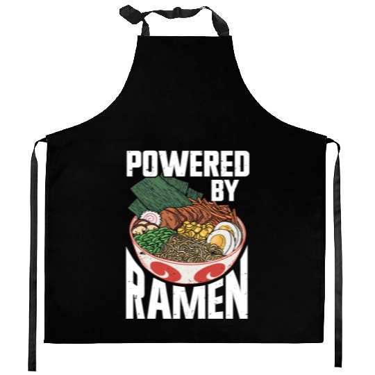 Powered By Ramen Anime Japanese Soup Cup Noodle Kitchen Aprons