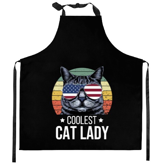 Coolest Cat Lady Kitchen Aprons