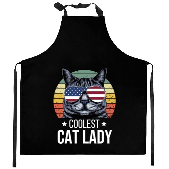 Coolest Cat Lady Kitchen Aprons