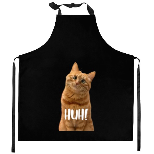Funny Cross-Eyed Cat Meme Huh Funny Cat Kitchen Aprons