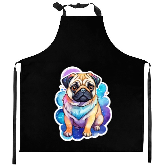 Pug Watercolor Kitchen Aprons