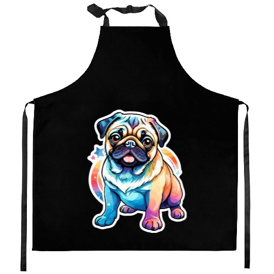 Pug Watercolor Kitchen Aprons