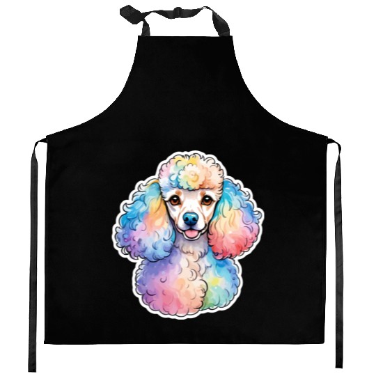 Poodle Watercolor Kitchen Aprons