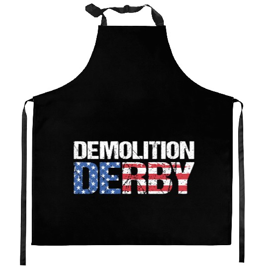 4th Of July US Flag Motorsport Demolition Derby Kitchen Aprons