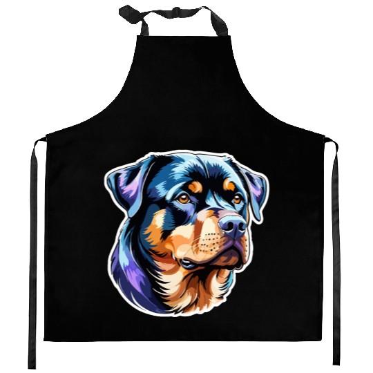 Rottweiler Watercolor Kitchen Aprons
