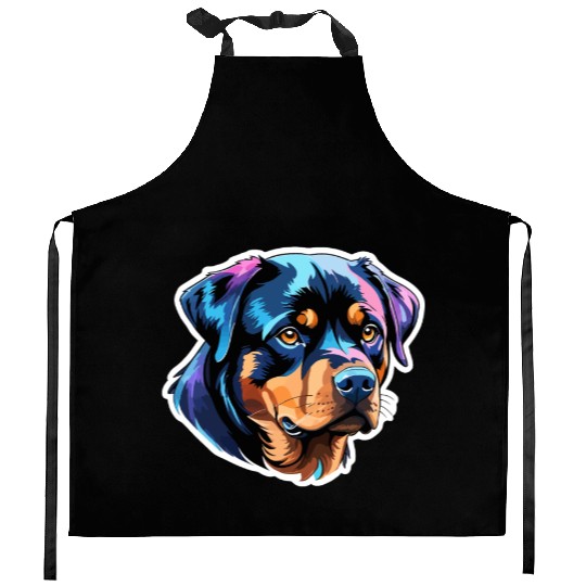 Rottweiler Watercolor Kitchen Aprons