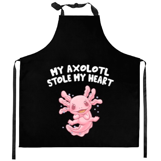 My Axolotl Stole My Heart Animal Lover Salamander Kitchen Aprons